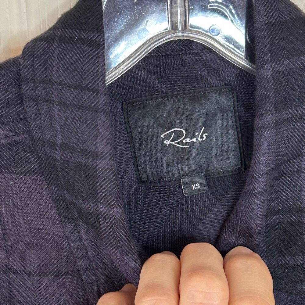 Rails XS Black Plaid Button Down Shirt Long‎ Sleeve LA 14 Patches - Picture 6 of 13